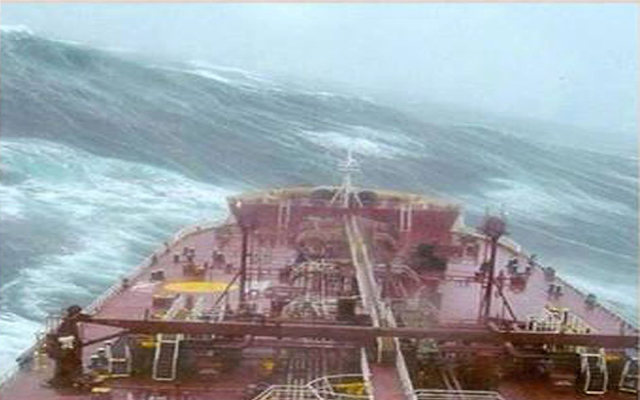 Ship in rough seas
