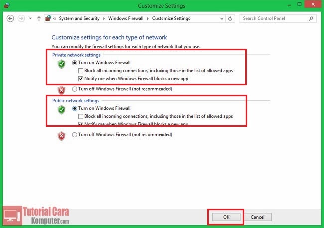 Cara Mengaktifkan dan Menonaktifkan Firewall di Windows 8 - TuturialCaraKomputer.com