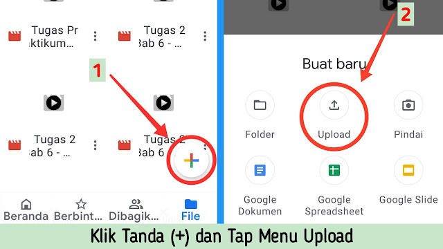 Klik Tanda (+) dan Tap Menu Upload