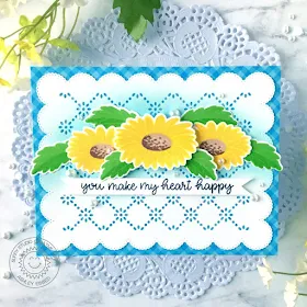 Sunny Studio Stamps: Cheerful Daisies Frilly Frame Dies Happy Thoughts Everyday Card by Ashley Ebben