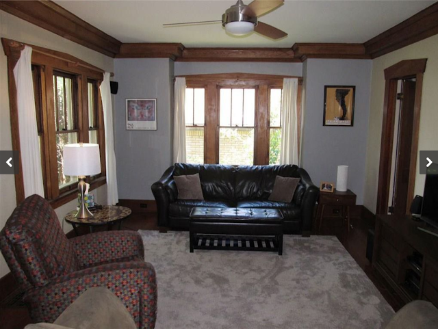 living room in Craftsman-era Sears model, the Ashmore, in Erie, Pennsylvania