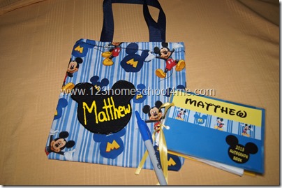 disney autograph book and bag