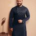 Buy House Of Pataudi Men Navy Blue & Gold-toned Ethnic Motifs Authentic Hand Embroidered Sustainable Kurta New Design Kurta 2023, Eid Special 35% Off