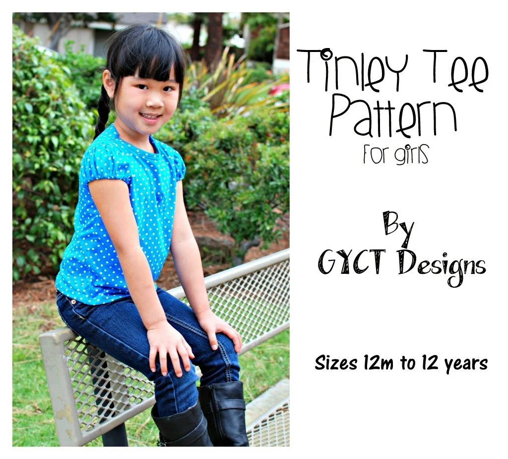 Girl's Tinley Tee Pattern by GYCT Designs, sizes 12month to 12yrs