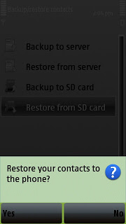 Contacts restore from SD card