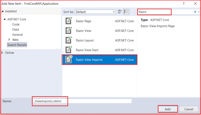 Creating ViewImports.cshtml file in ASP.NET Core MVC Application