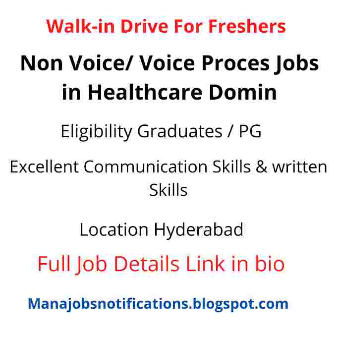 Walk-in Drive For Freshers in Healthcare (Non Voice/ Voice)