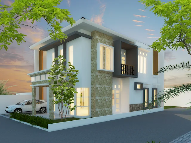 Desain Gambar Rumah Hoek untuk 2 Lantai dengan Model Minimalis