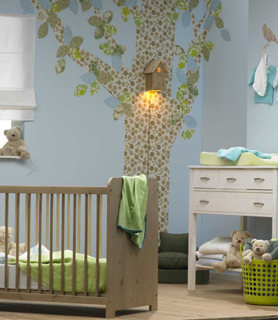 Interior Wallpaper on Wallpaper Tree And Birdhouse Lamp By Inke Heiland