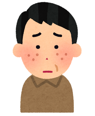 ニキビ顔のイラスト（中年男性）