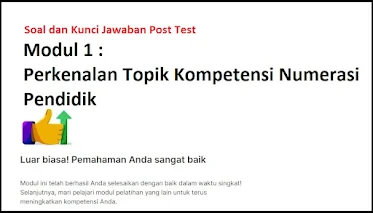Soal dan Kunci Jawaban Post Test Modul 1 Perkenalan Topik Kompetensi Numerasi Pendidik - Pelatihan Mandiri