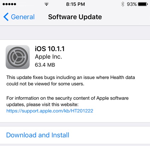 Apple iOS 10.1.1 Features