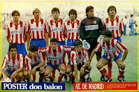 CLUB ATLÉTICO DE MADRID - Madrid, España - Temporada 1990-91 - Solozábal, Schuster, Vizcaíno, Futre, Mejías y Ferreira; Tomás, Orejuela, Manolo, Toni y Juanito - ATLÉTICO DE MADRID 1 (Alfredo) R. C. D. MALLORCA 0 - 29/06/1991 - Copa del Rey, final - Madrid, estadio Santiago Bernabeu - El Atlético de Madrid gana su 7º título de la Copa de España