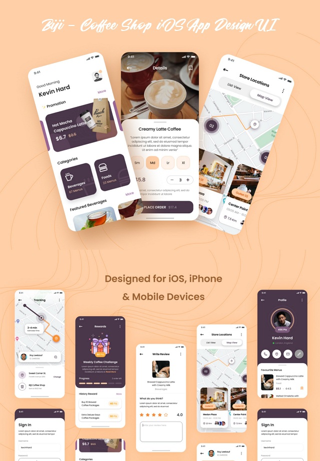 Coffee Shop iOS App Design UI Template