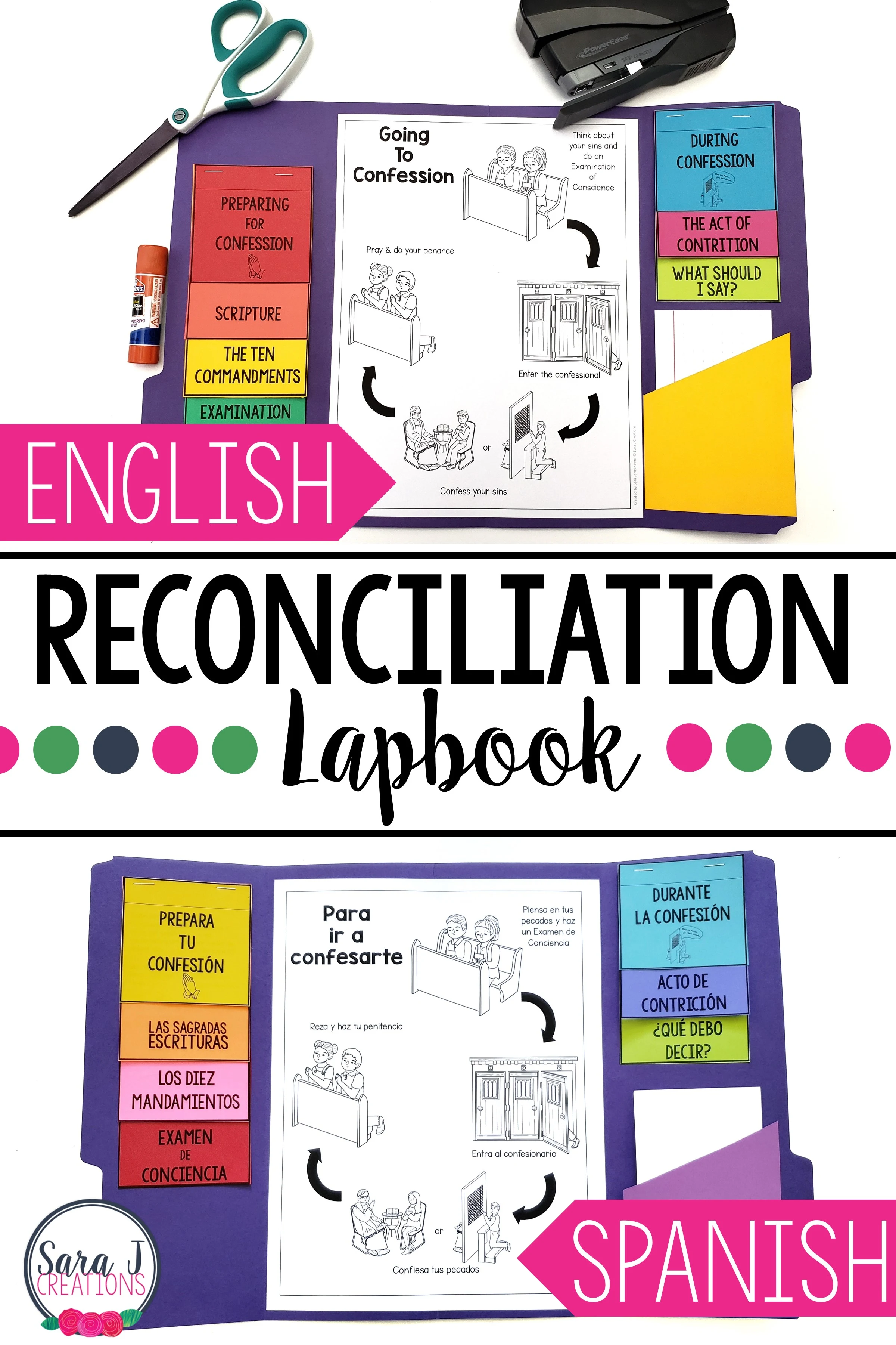 Confession lapbook bundle Spanish and English
