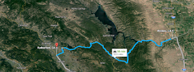 Map of CA 128 from Winters to Rutherford