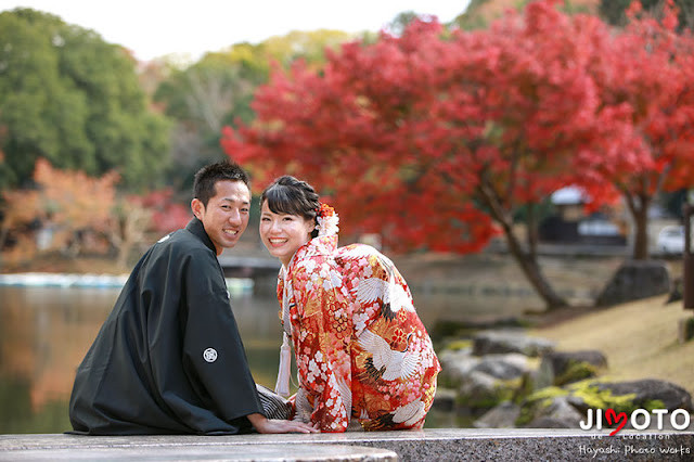 奈良公園の紅葉で前撮り撮影