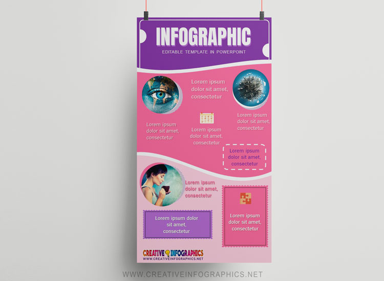 Infographic template in PowerPoint with curved lines