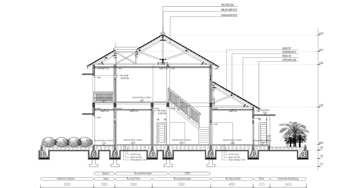 16 Gambar  Potongan Rumah  Minimalis Lantai  2 