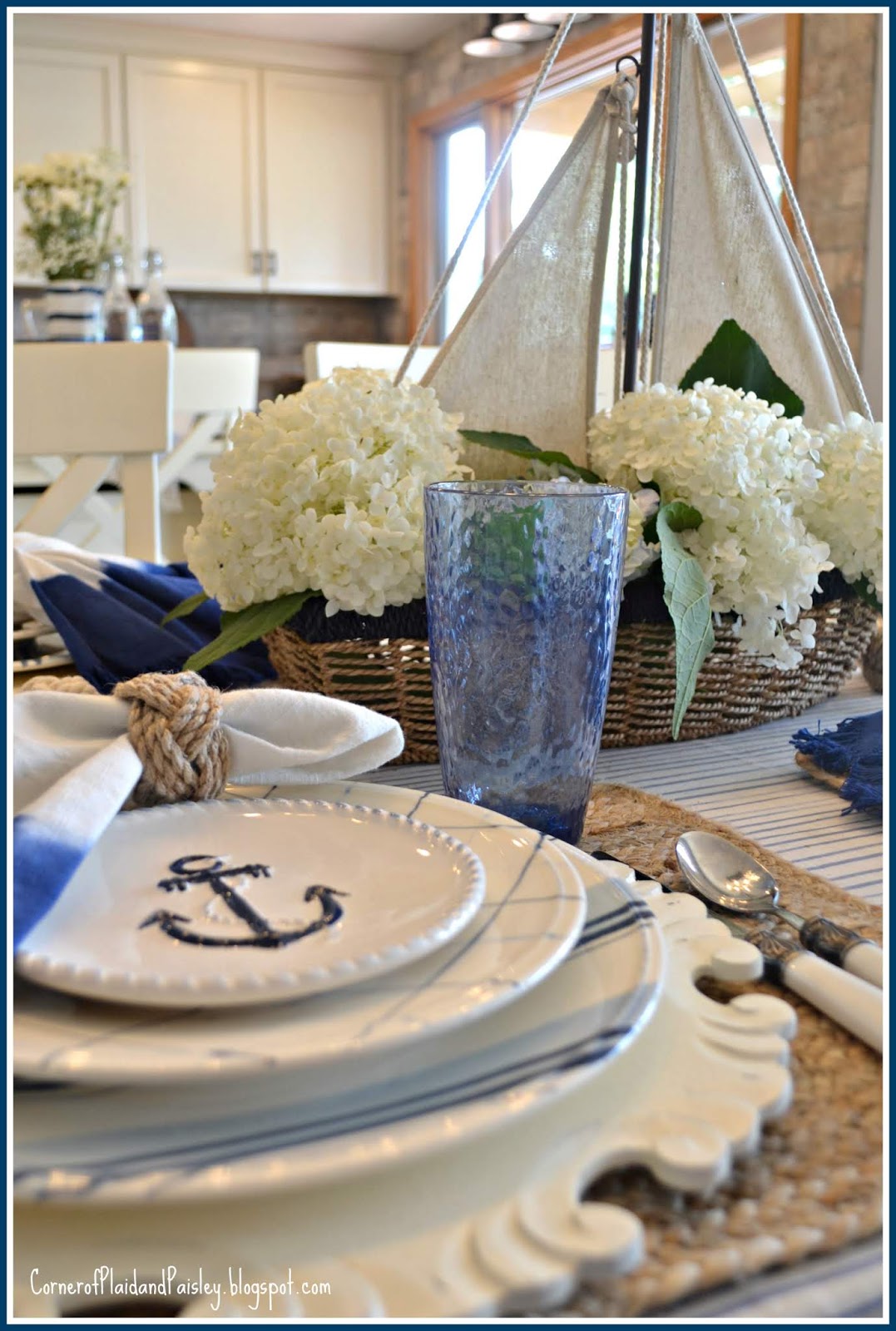 Nautical Tablescape - Corner of Plaid and Paisley