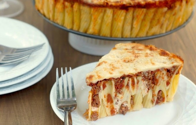 Three Cheese Italian Rigatoni Pie #dinner #recipes