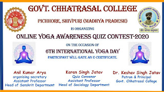 Online Quiz Contest for Yoga Awareness during Covid-19 