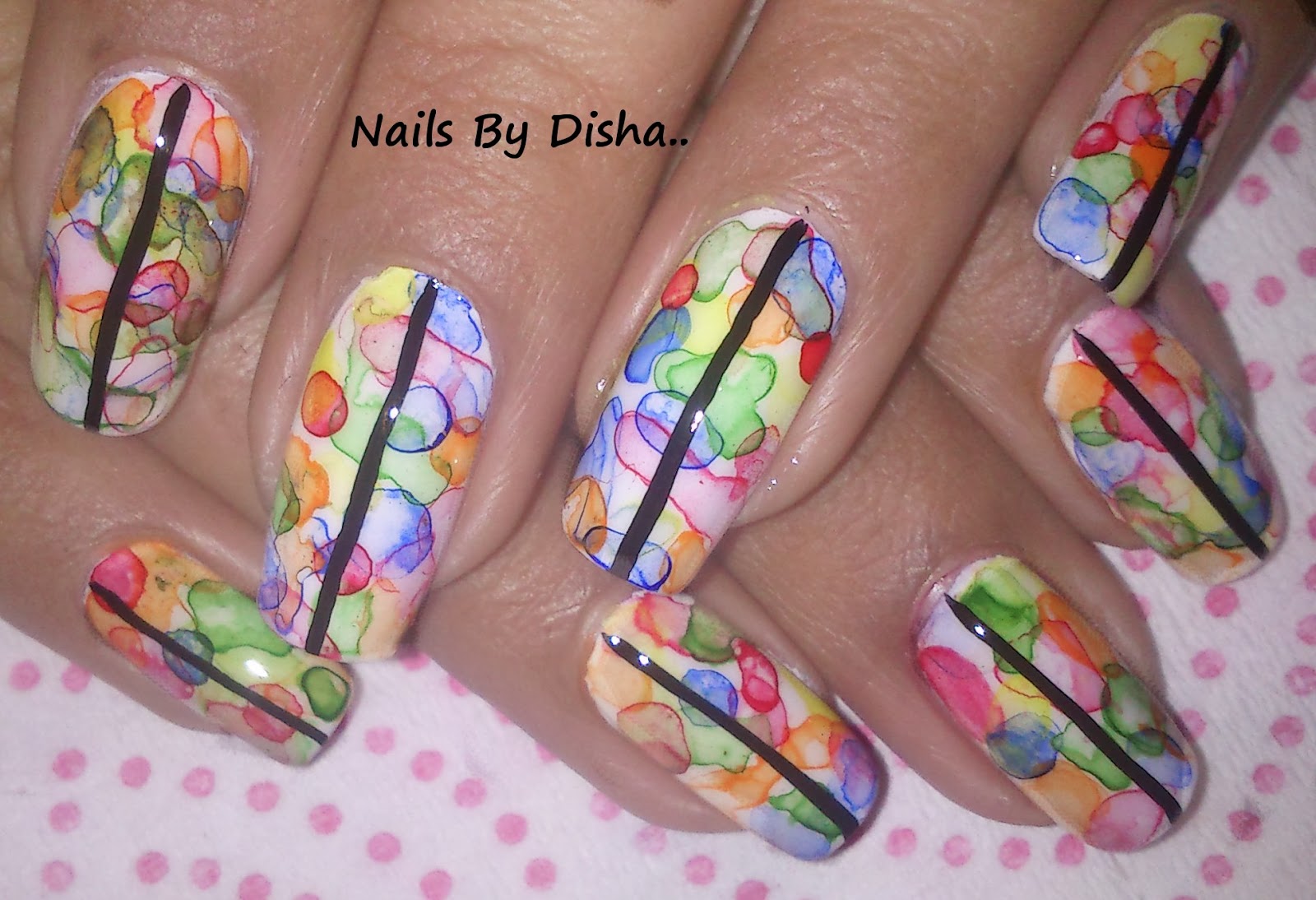 Water Bubble Nails Nail tutorial!!water color