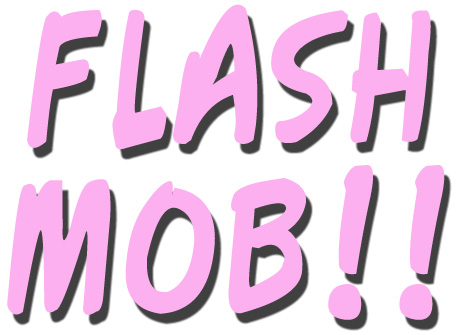 A flash mob, as defined by wikipedia, is a large group of people who 