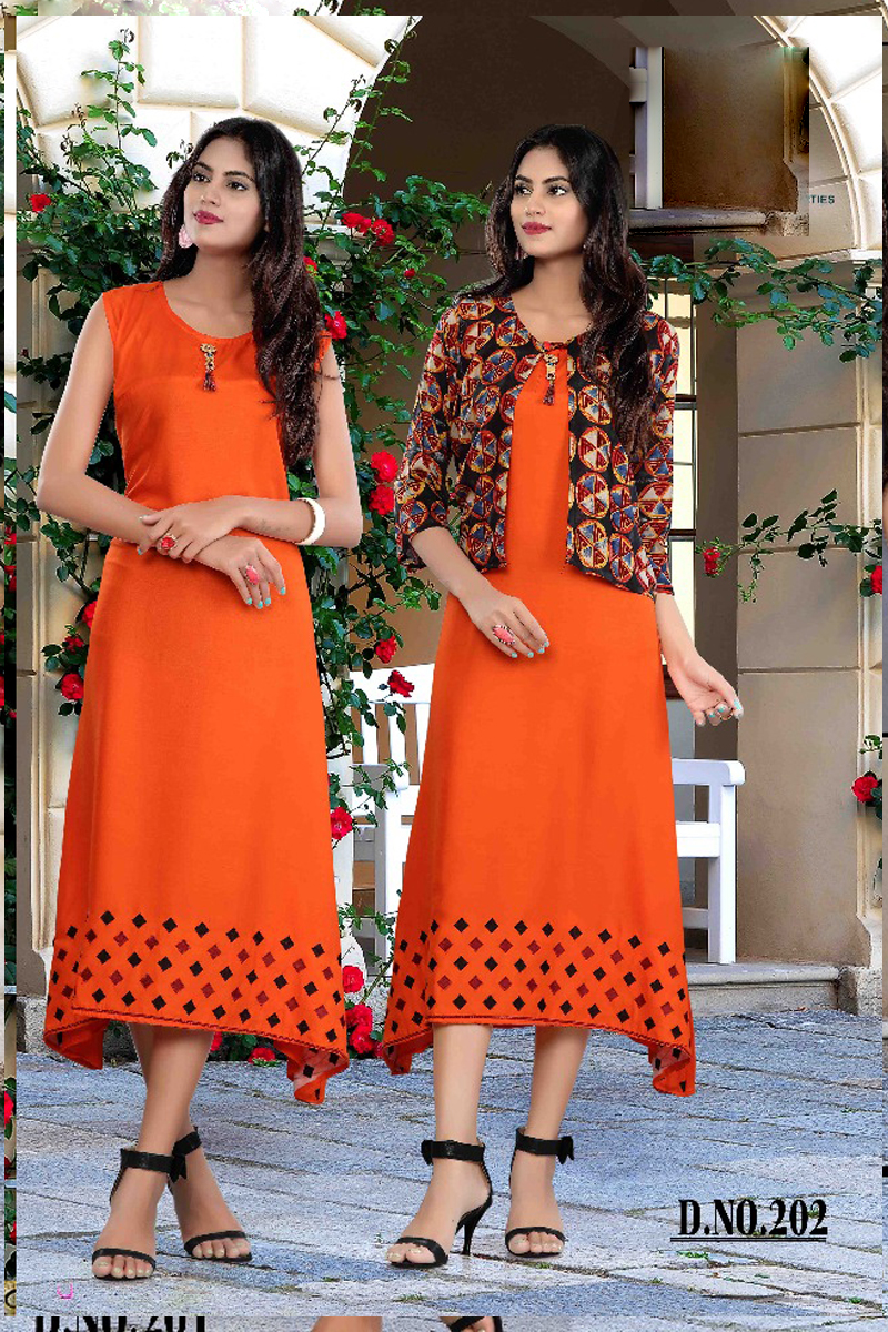 Cotton Orange Printed Kurti at Rs 240/piece in Jaipur | ID: 9249493062