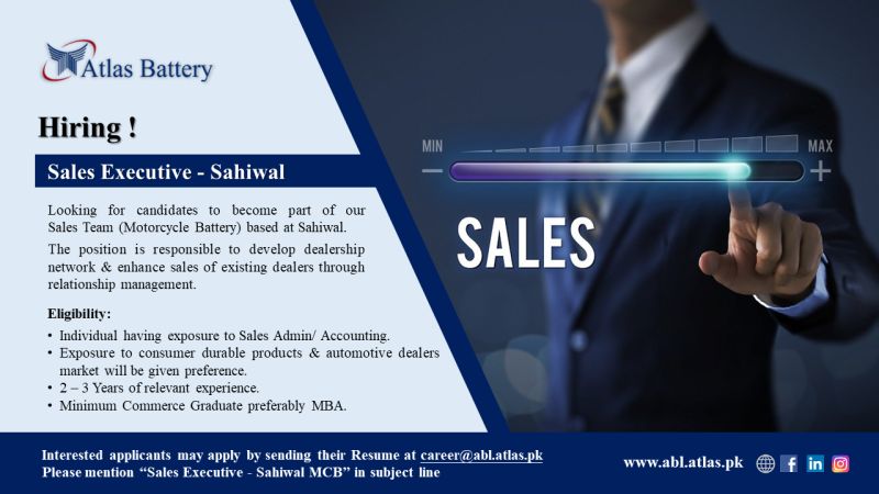 Atlas Battery Limited Jobs For Sales Executive