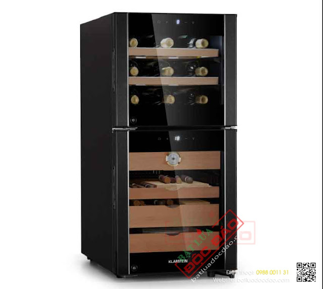 Tủ bảo quản rượu vang cigar 2 vùng nhiệt độ Klarstein EL Dorado 89L Tu-xi-ga-ket-hop-ruou-vang-el-dorado-89l