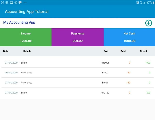Accounting app screenshot