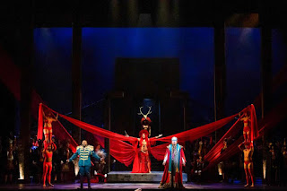 Russell Thomas, Dorothy Gal, and HGO Studio Alum Peixin Chen in Houston Grand Opera's 'Aida'Photo: Lynn Lane