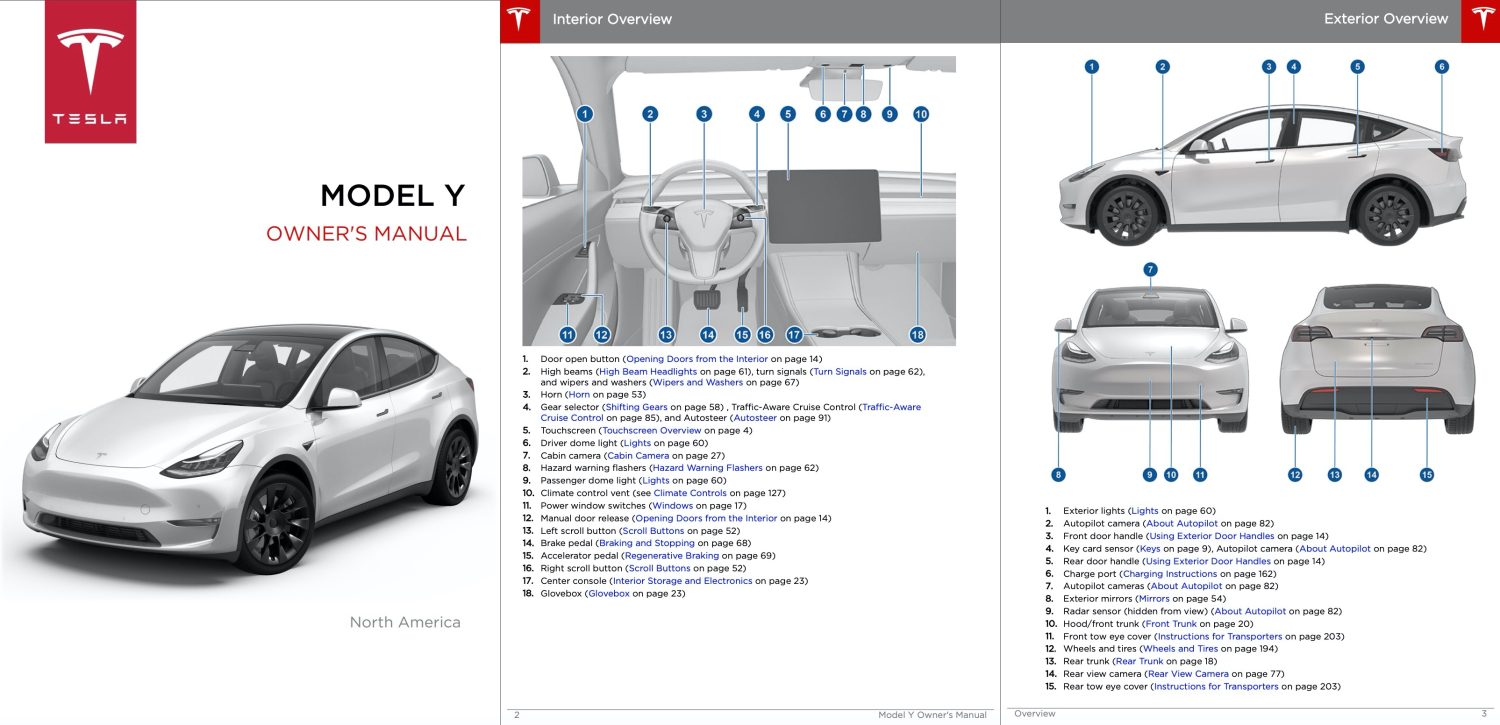 First look at Tesla Model Y's owners manual