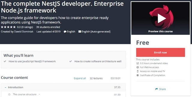 [100% Free] The complete NestJS developer. Enterprise Node.js framework