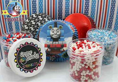 Childrens Birthday Festivity Thomas the tank engine cake baking cupcake toppers and sprinkles set