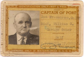 Bill Bean port identification card 1942