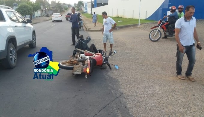 Ji-Paraná – Motociclista fica ferido em colisão contra carro, na manhã desta quinta-feira