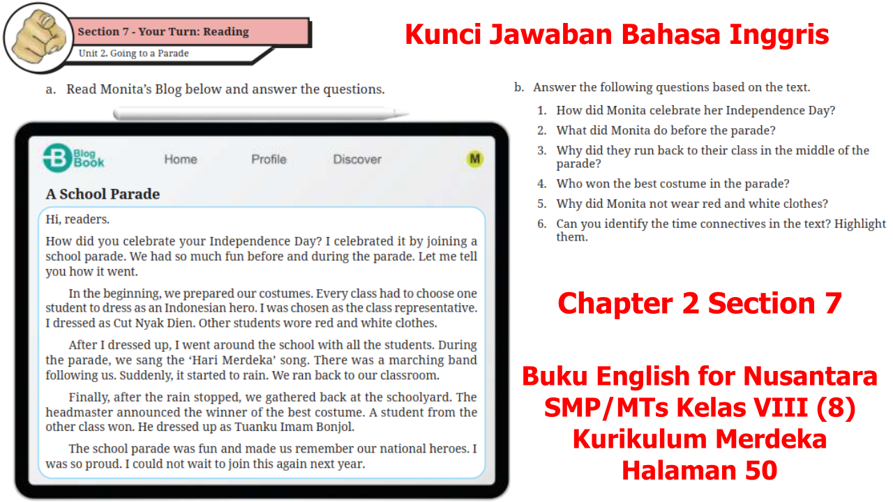 Kelas 8 Halaman 50 Chapter 2, Kunci Jawaban Bahasa Inggris + Terjemahan