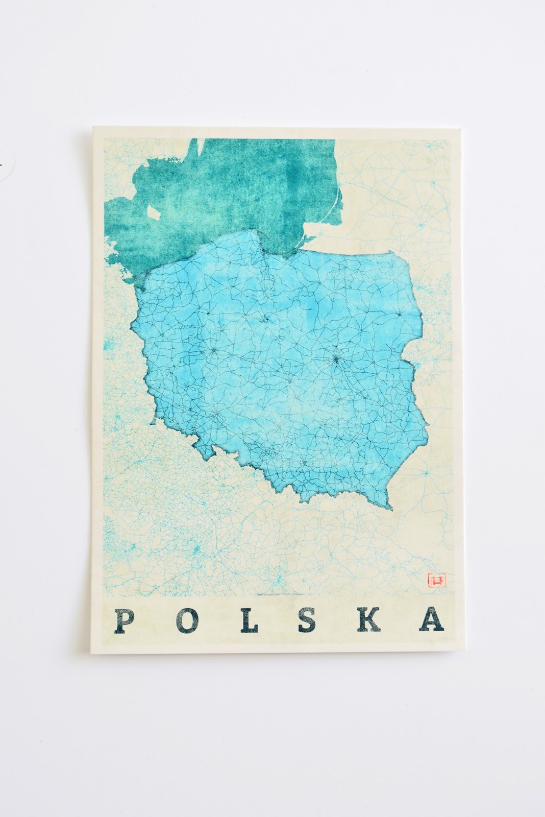 Pocztówka z Mapą Polski - City Art Posters | Memories That Remain