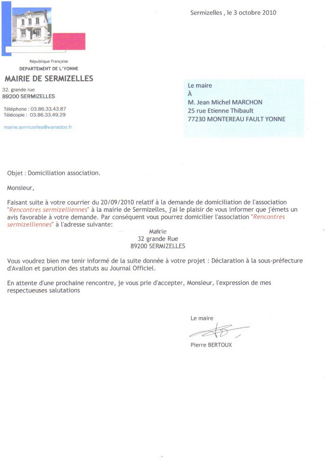 Lettre Officielle Lui Aie