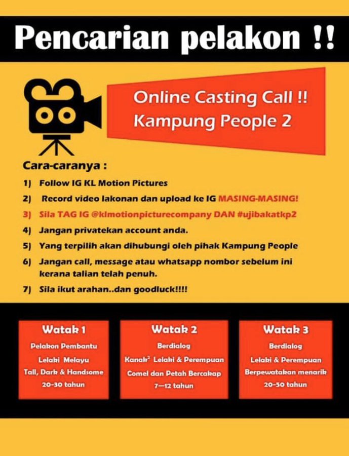 Kl Motion Picture Kini Giat Mencari Pelakon Untuk Drama Kampung People 2