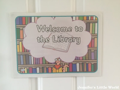 Library role play area with Twinkl