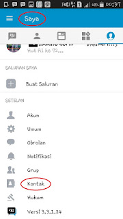 setelan kontak pada BBM android