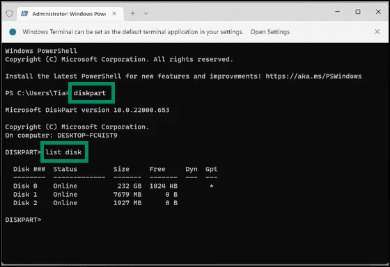 6-Windows-Terminal-Showing-Diskpart-List-Disk-Commands-and-Results