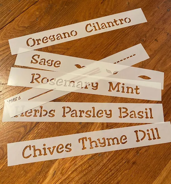 Photo of strips of herb stencils