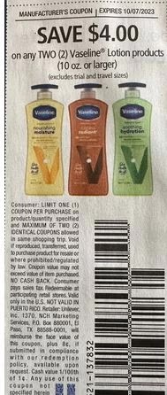 $4.00/2 Vaseline Coupon from "SAVE" insert week of 9/24/23.