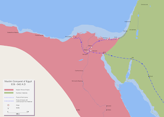Mısır'ın Müslüman işgalinin rotasını detaylandıran harita