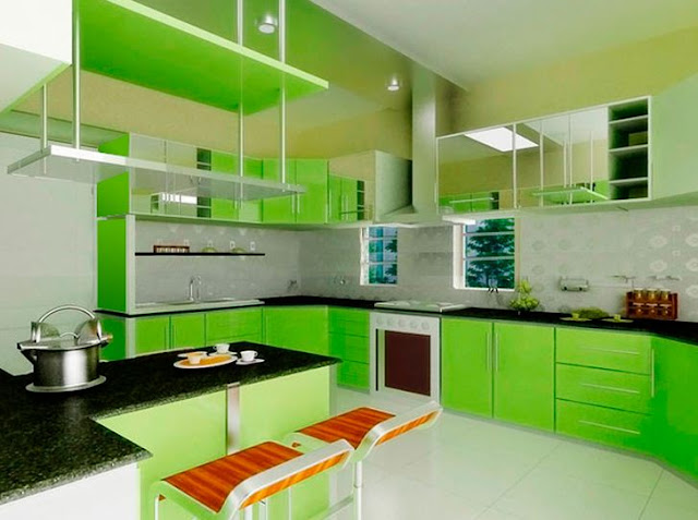  Tipe kitchen sets hijau yaitu salah satu pilihan warna desain sebuah kitchen sets 21 Model Tipe Kitchen Sets Hijau