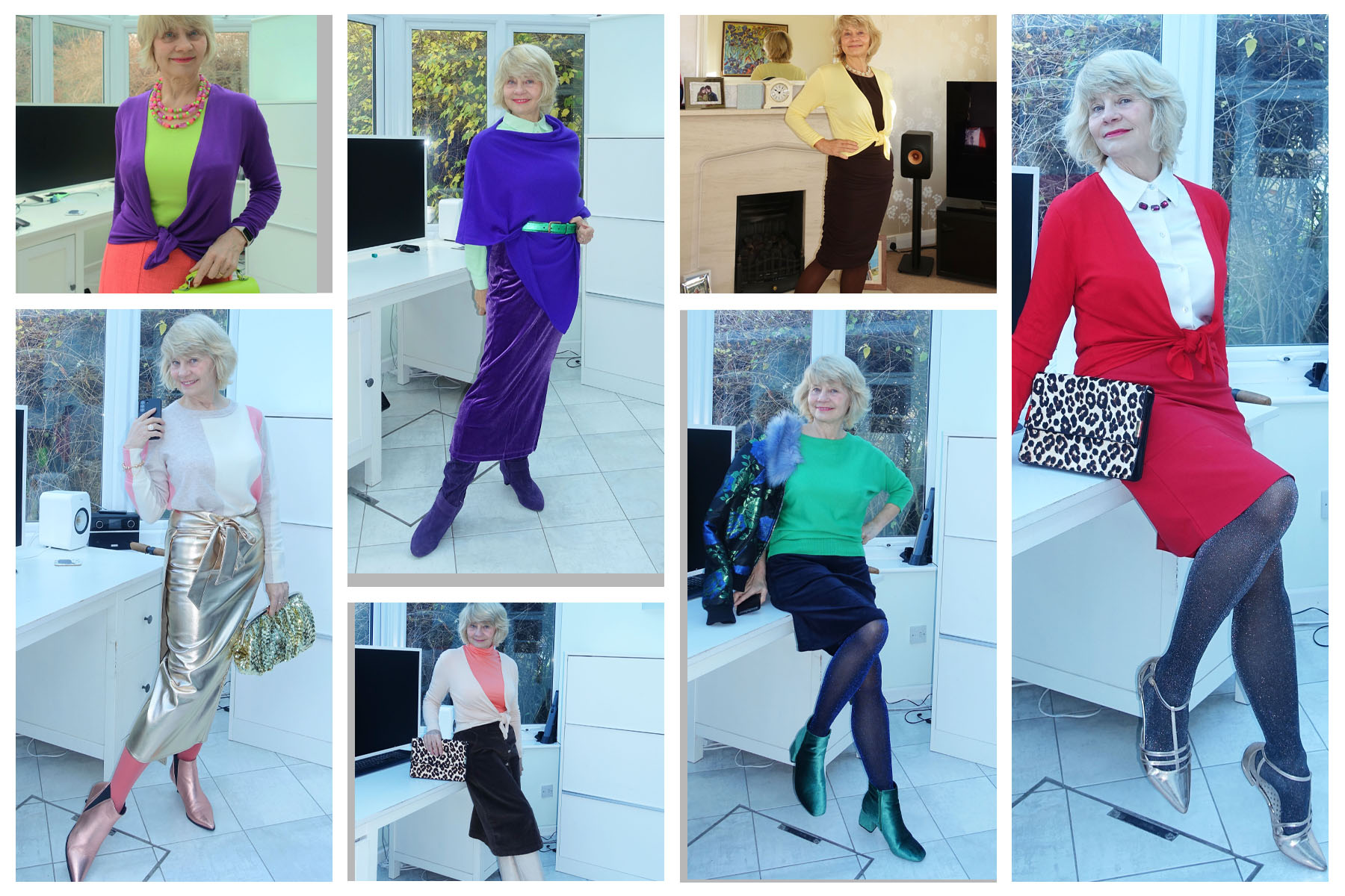 Seven outfits featuring skirts from the 7 Day Skirt Challenge on Instagram, worn by Is This Mutton blogger Gail Hanlon